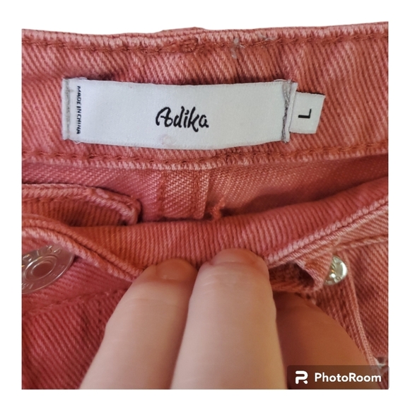 Adika Womens High Rise Wide Leg Distressed Jeans. Salmon. Size L - Picture 2 of 5